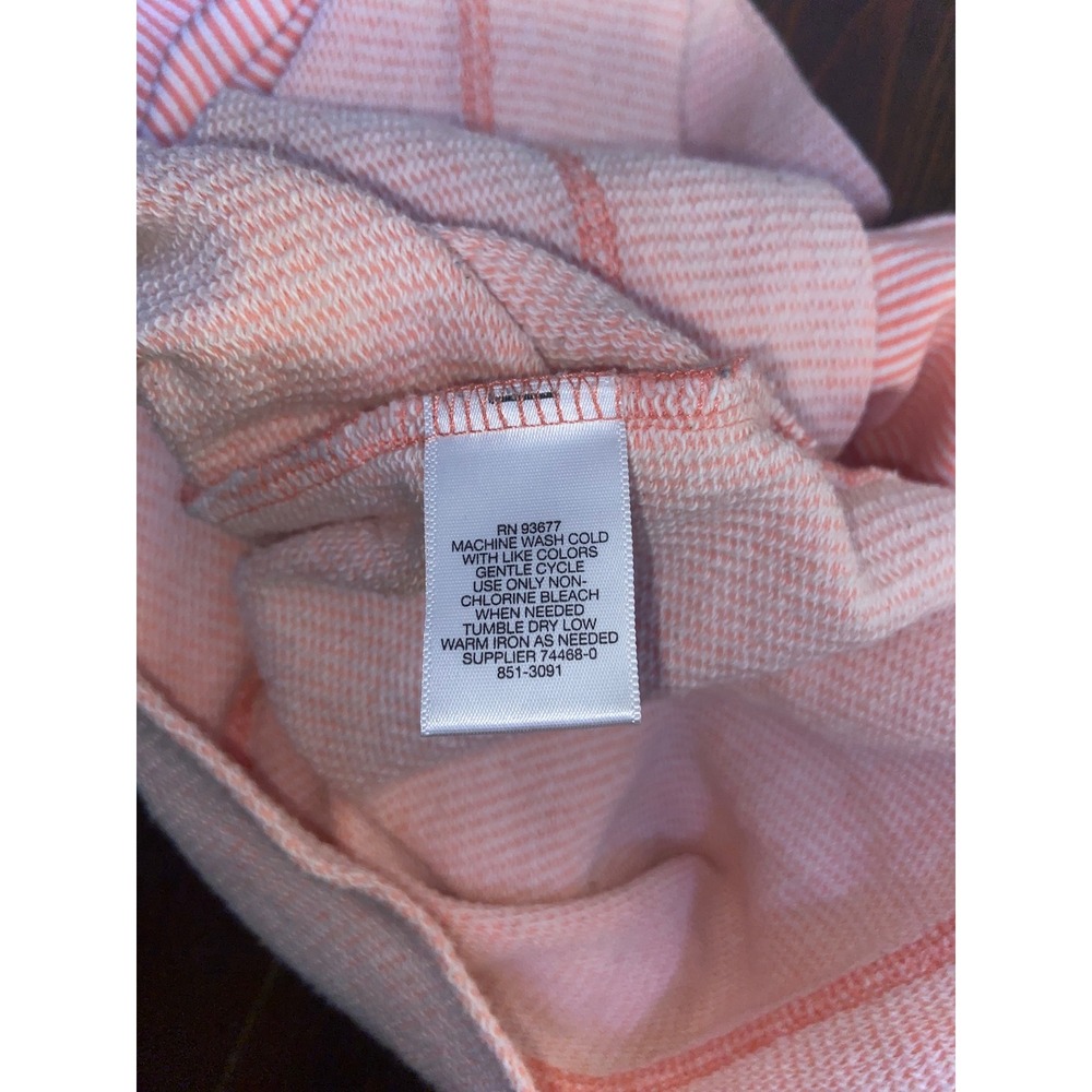 Liz Claiborne Weekend Peach White Striped Split Neck Sweatshirt Top Coastal - L - Picture 4 of 4